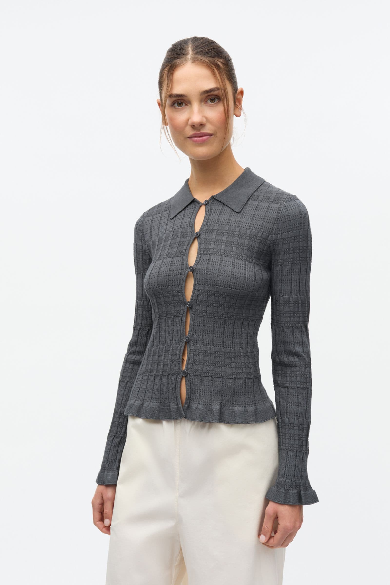 ENYELIA LS CARDIGAN 7377 Dark Grey Mel