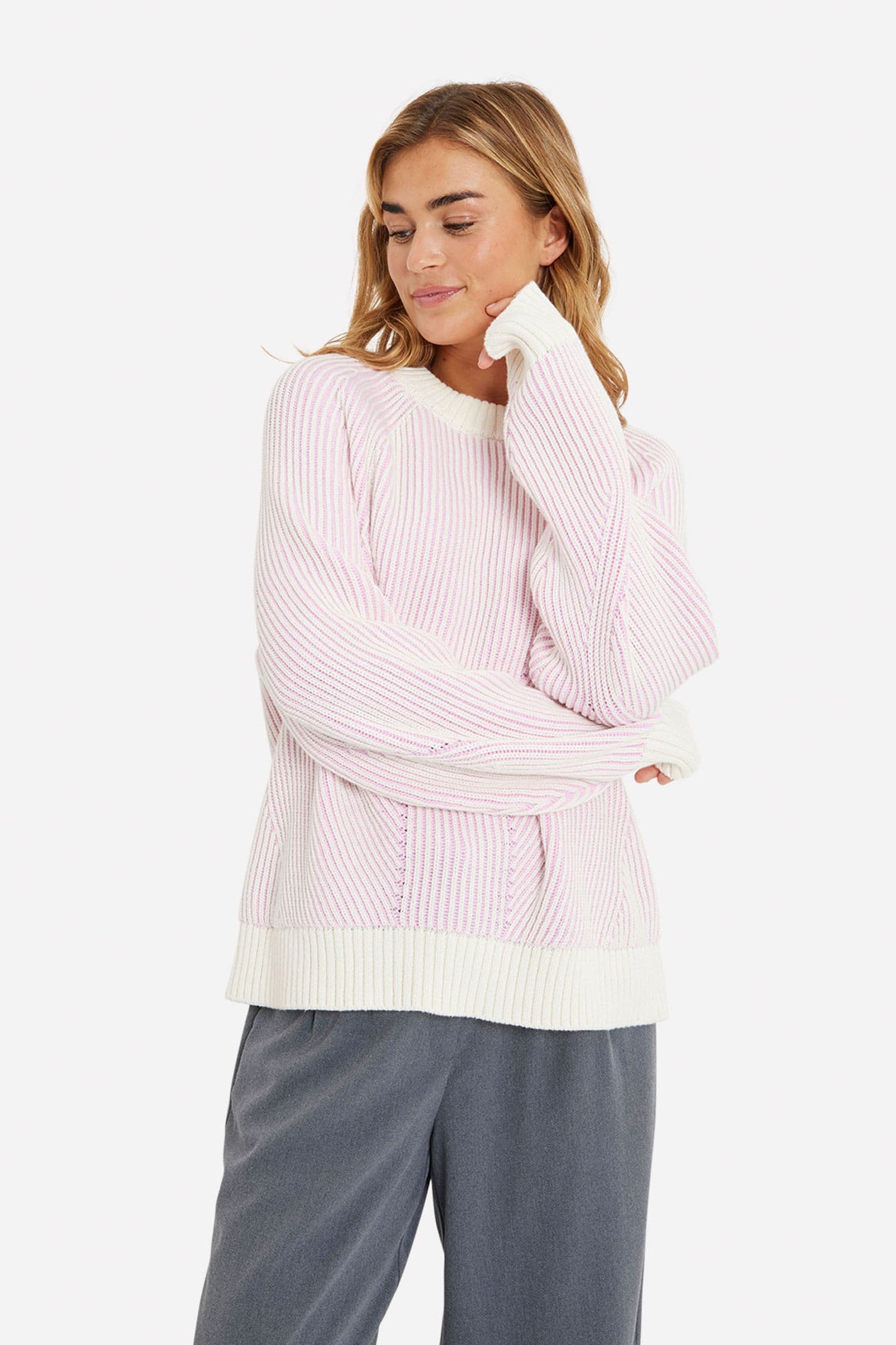 ENCAROLINE LS KNIT 5190 GARDENIA-PRIOUETTE STRIP