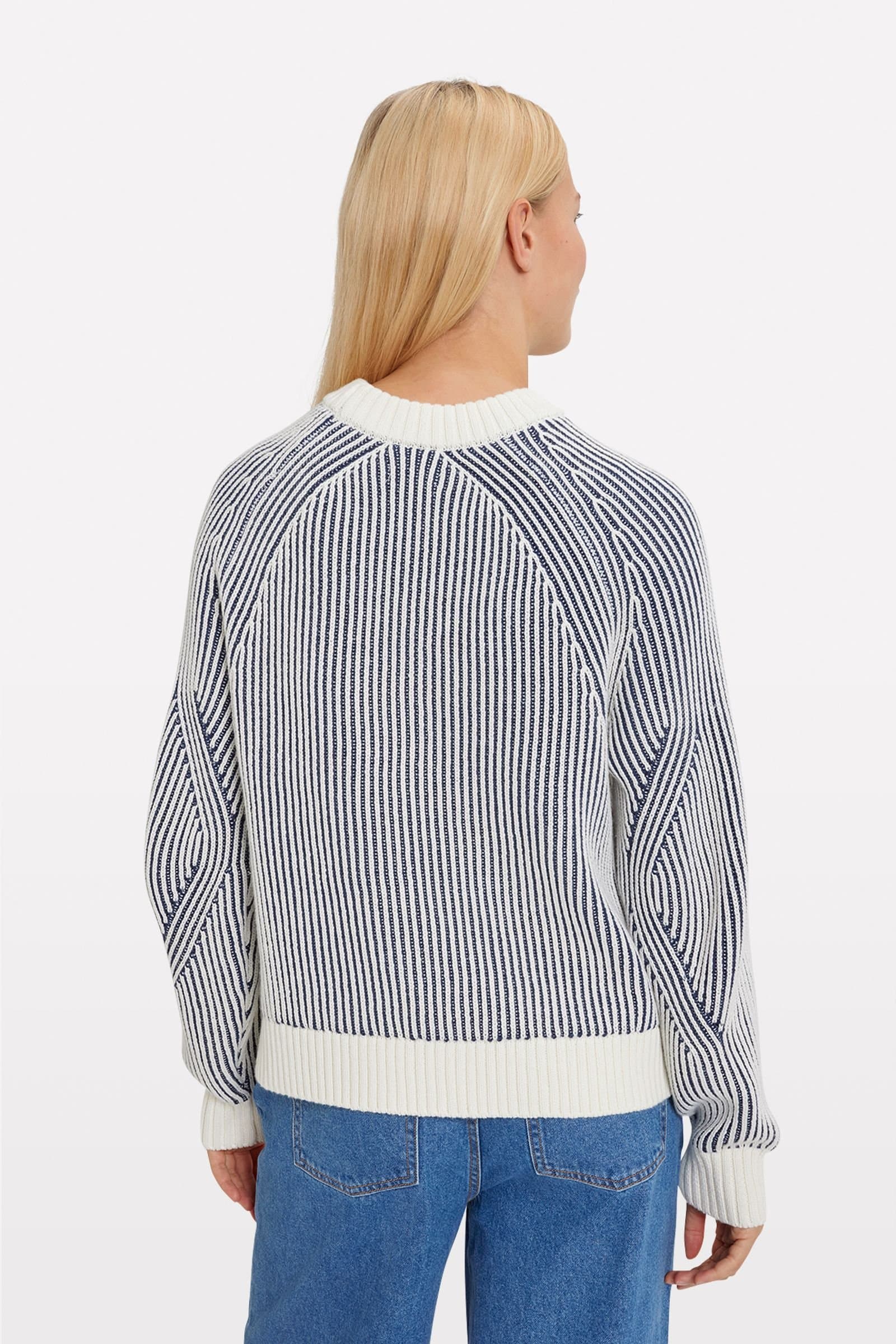 ENCAROLINE LS KNIT 5190 GARDENIA-NAVY STRIP