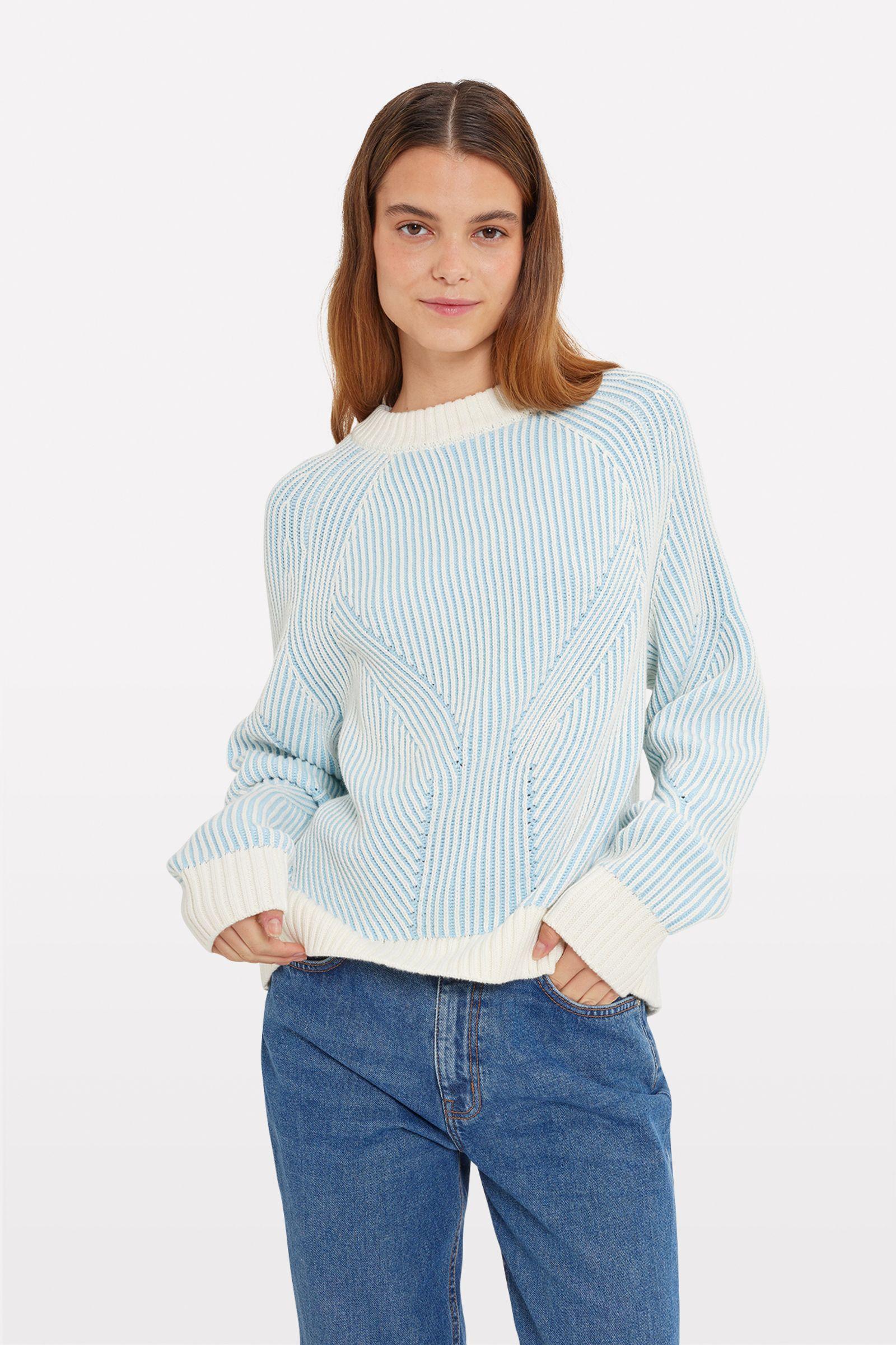 ENCAROLINE LS KNIT 5190 Sky-Gardenia