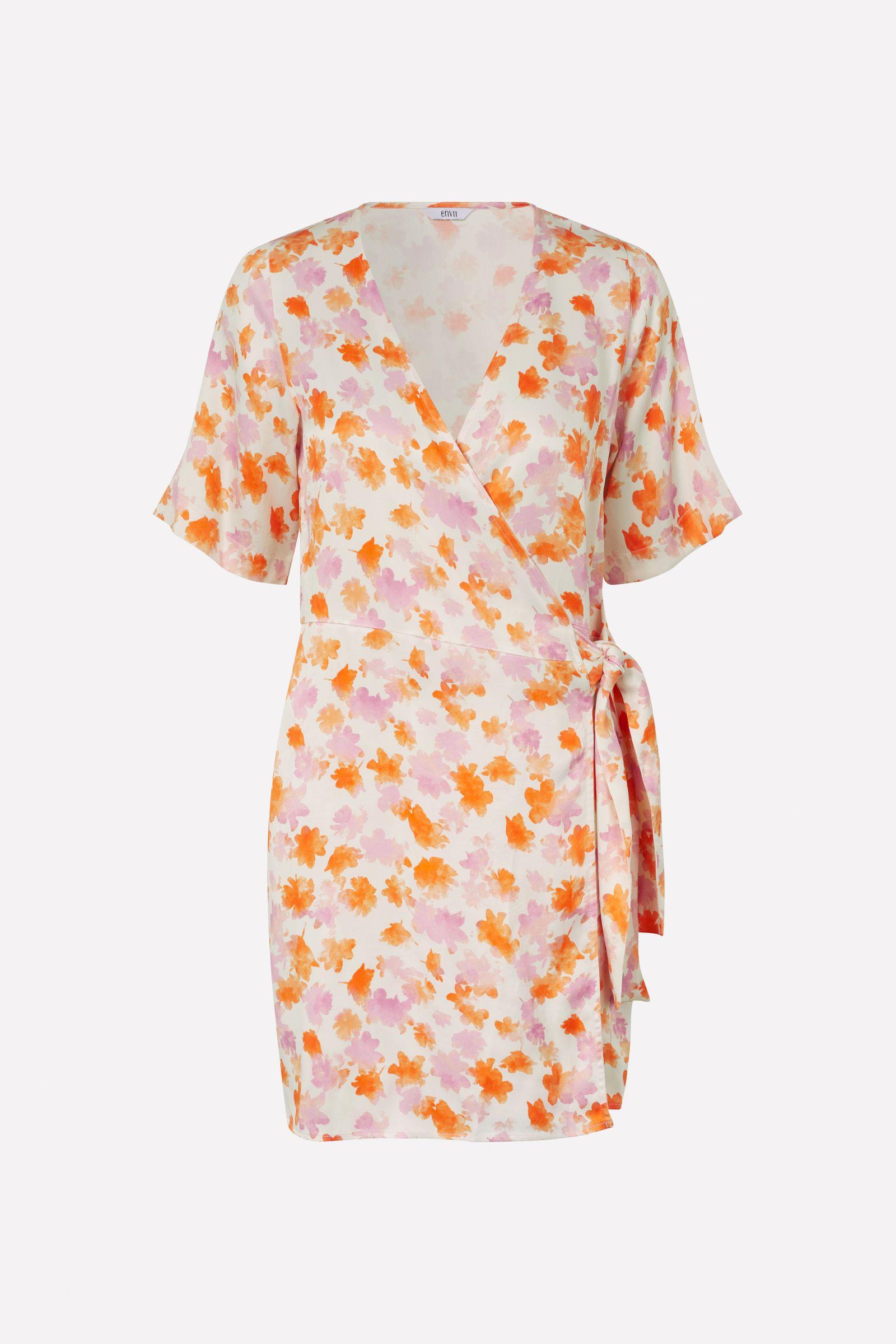 ENLIME SS V-N DRESS AOP 7027 Orange Bloom