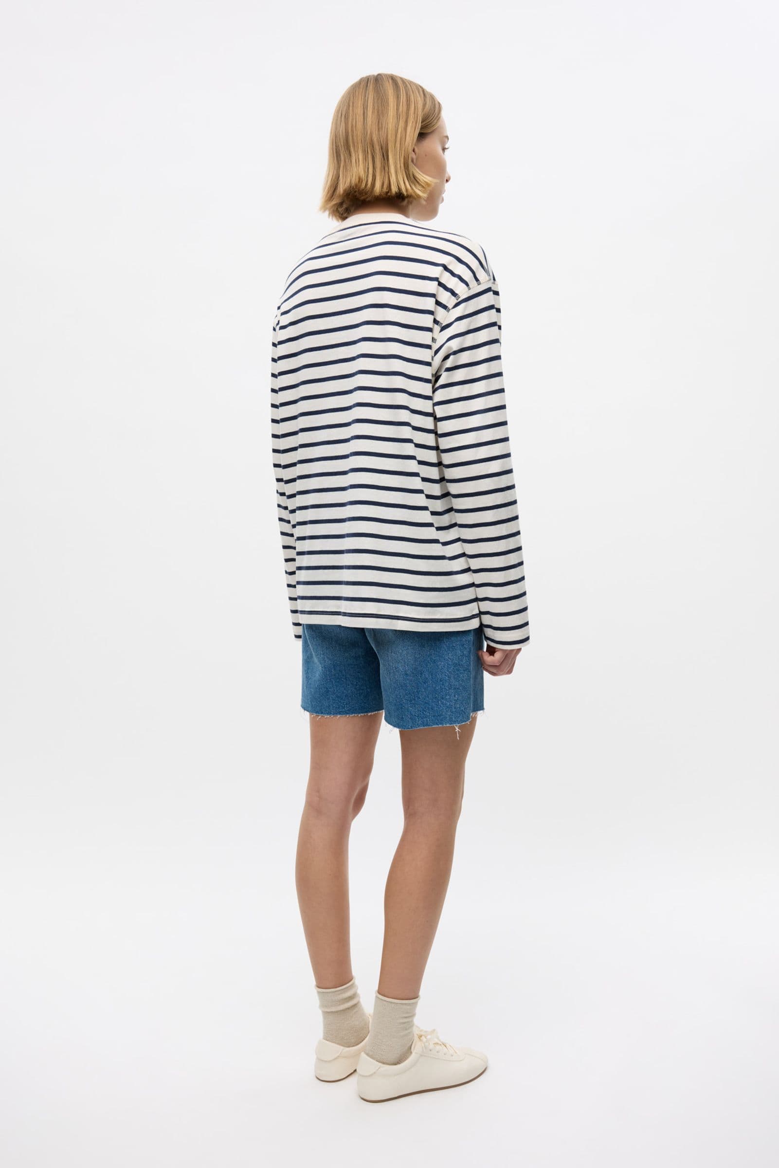 ENKULLA LS STRIPE 5310 Gardenia/Navy Blazer