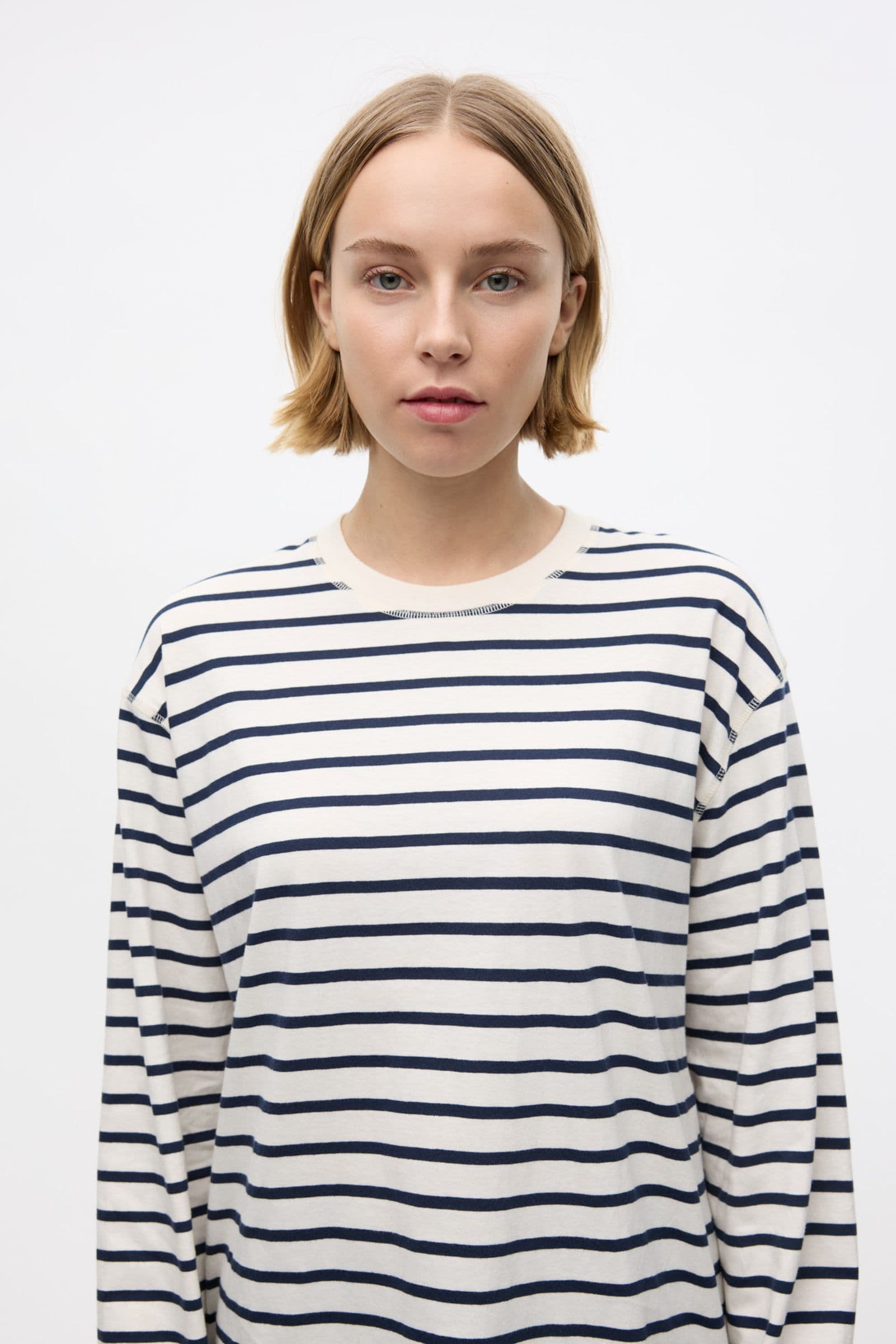 ENKULLA LS STRIPE 5310 Gardenia/Navy Blazer