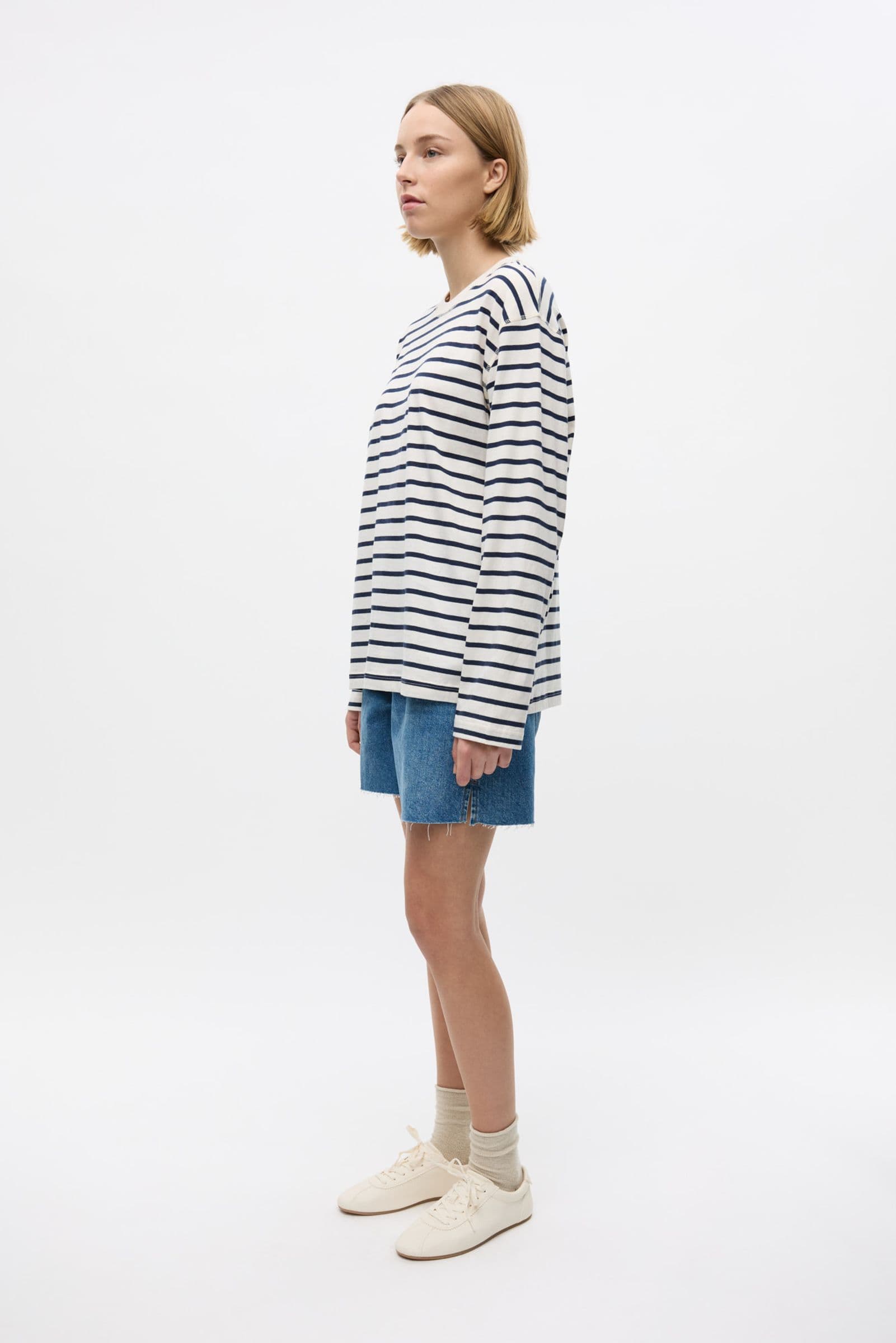 ENKULLA LS STRIPE 5310 Gardenia/Navy Blazer