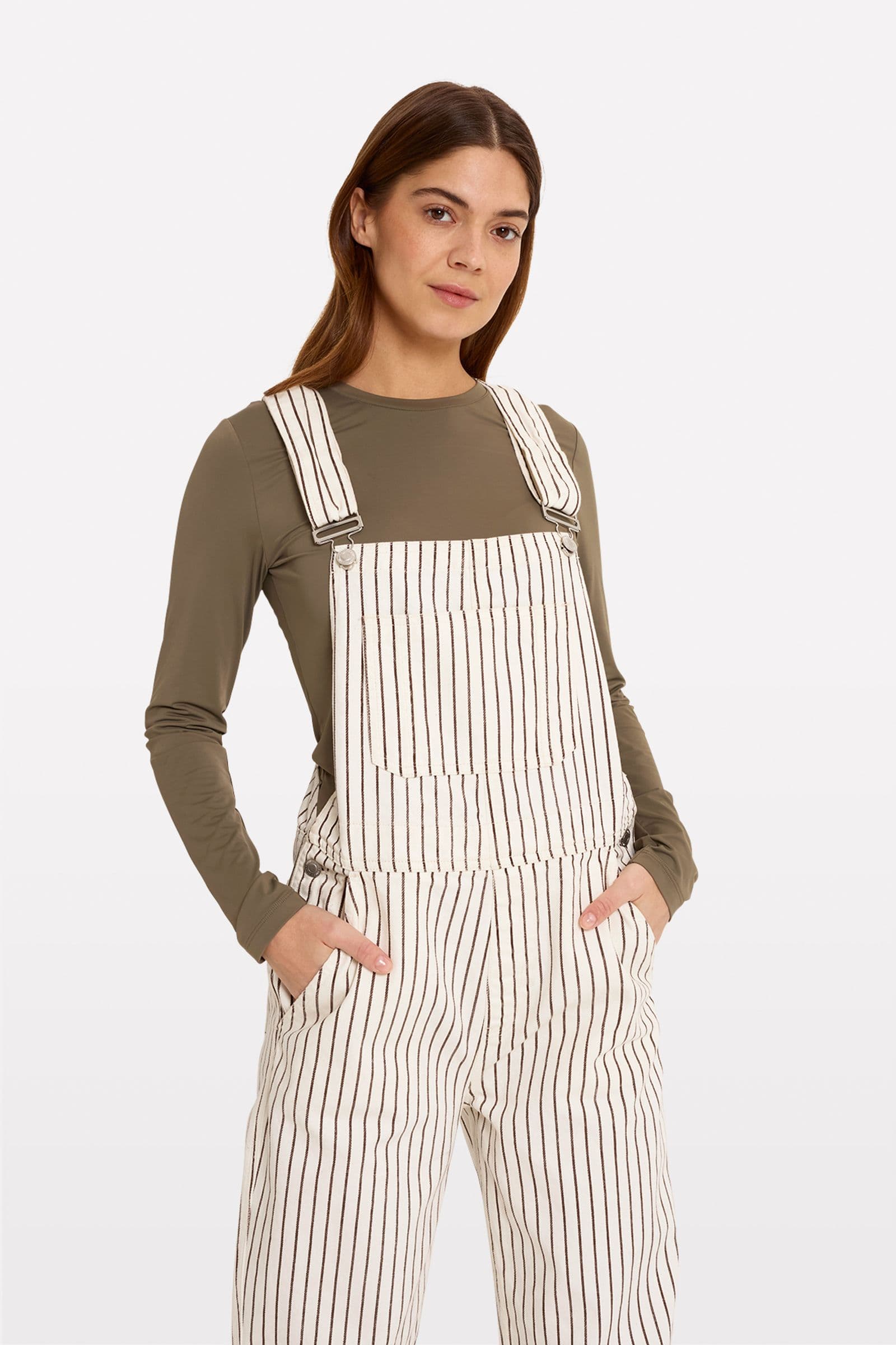 ENBECKY DUNGAREE ST 6865 Cream-Java Stripe