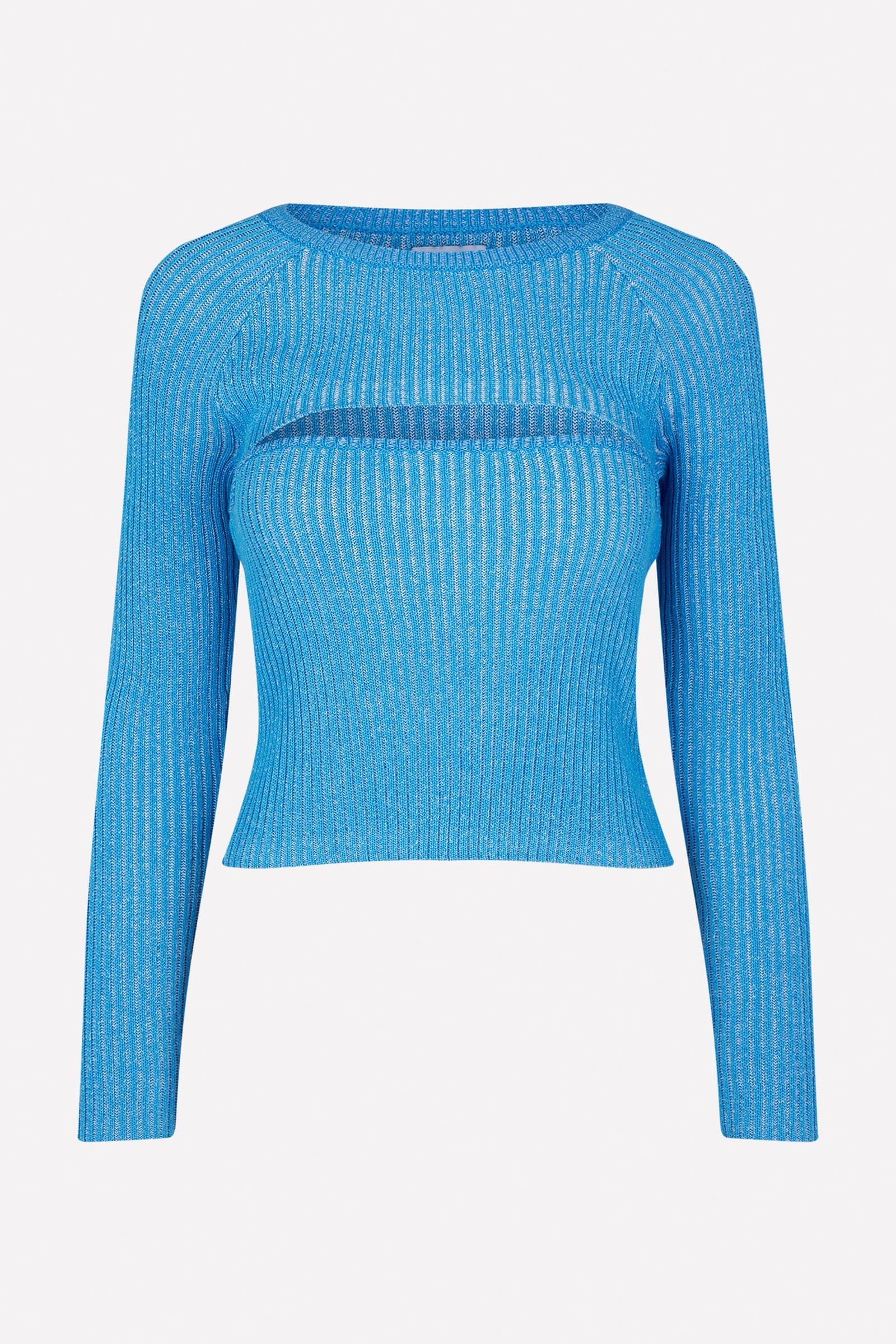 ENSMALLWOOD LS HOLE KNIT 7120 BONNIE BLUE MEL