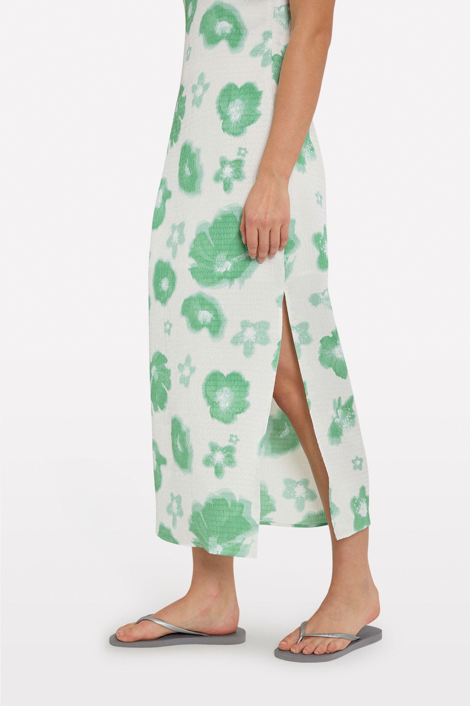 ENBADGER SL DRESS AOP 7069 Green bloom