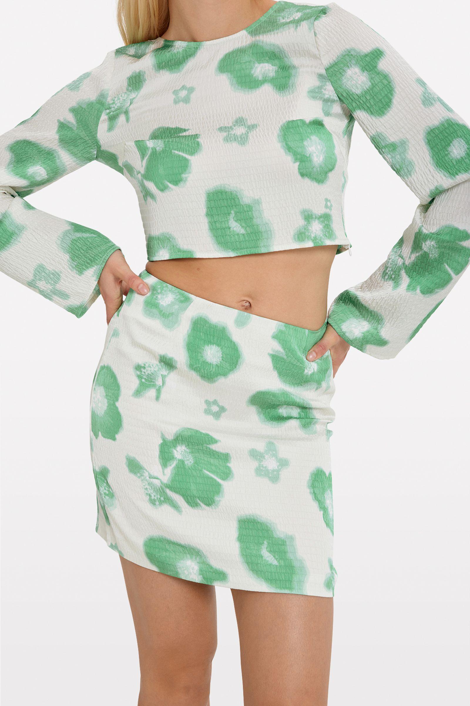 ENKANGAROO MINI SKIRT AOP 7069 Green bloom