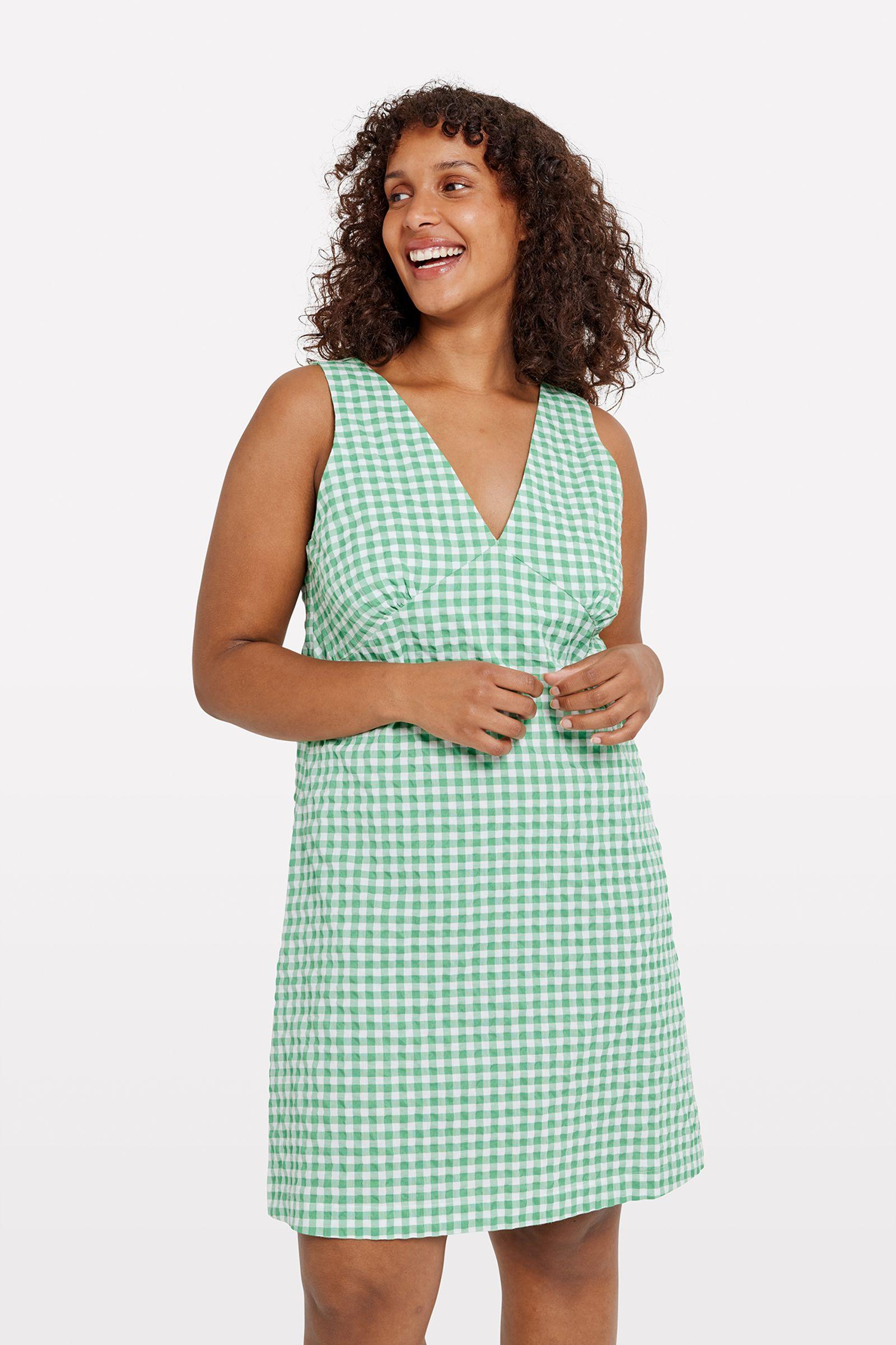 ENBUMP SL DRESS CH 7127 BRIGHT GREEN CHECK