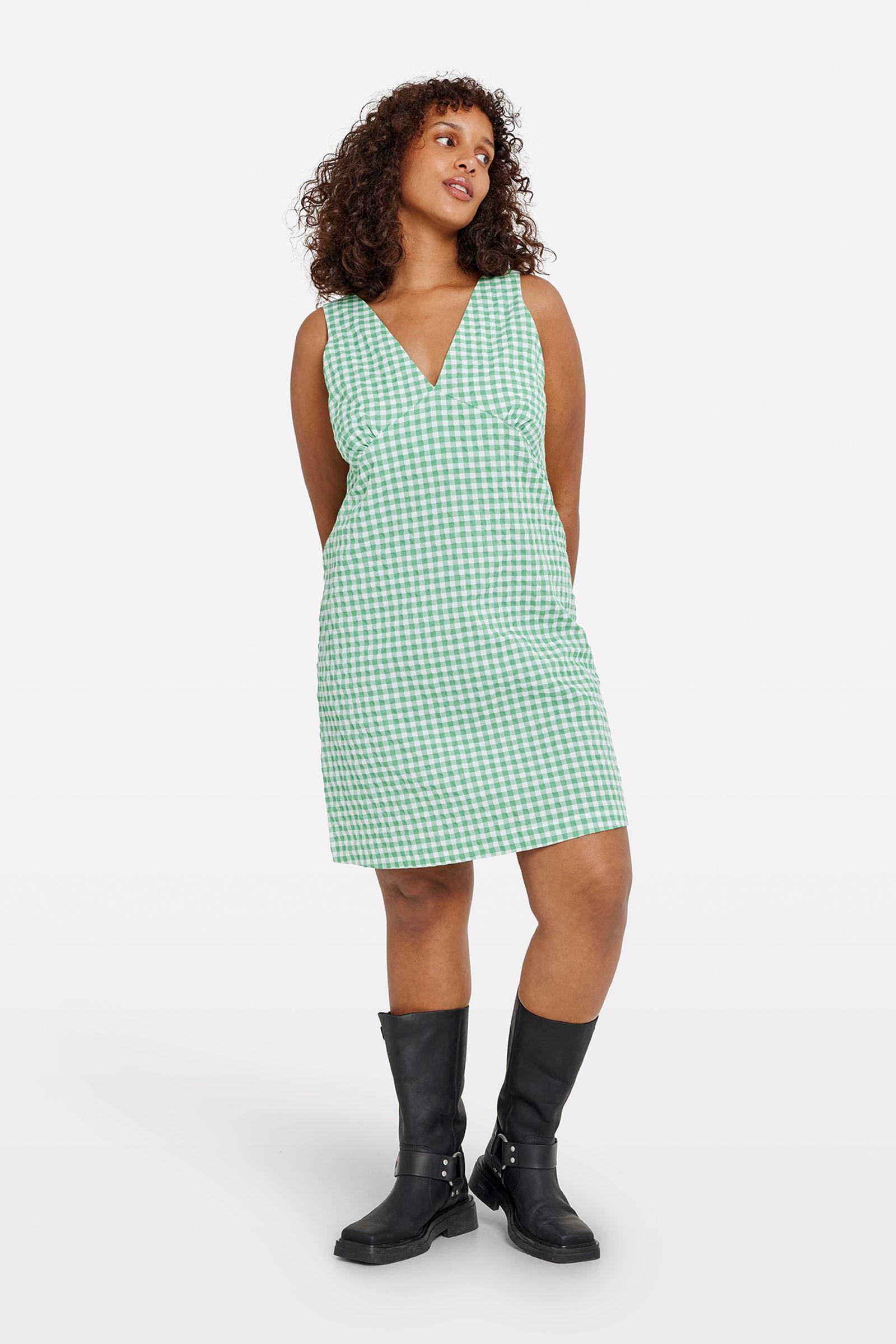 ENBUMP SL DRESS CH 7127 BRIGHT GREEN CHECK