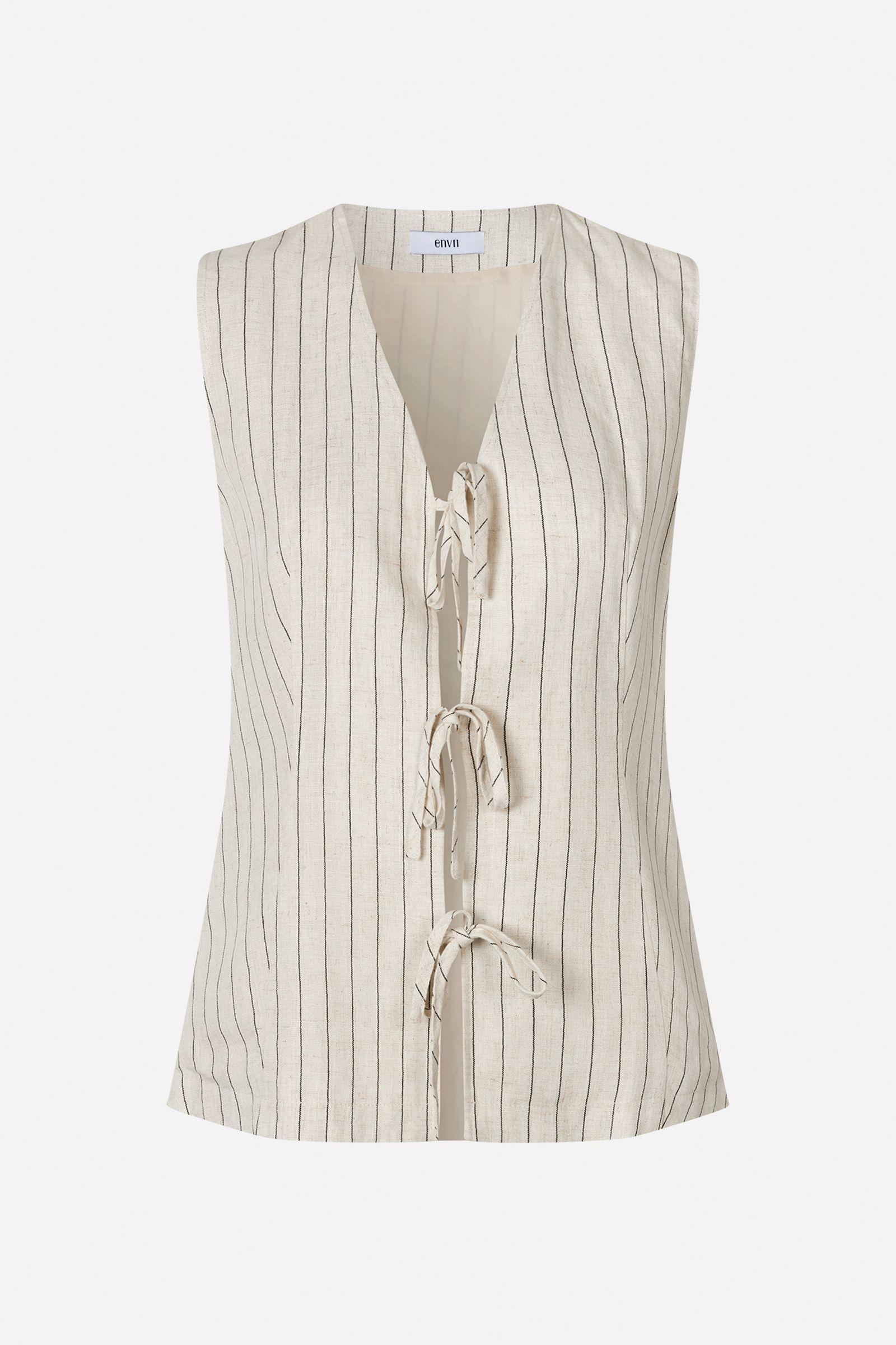 ENATENNA VEST 7137 Oatmeal/black stripe