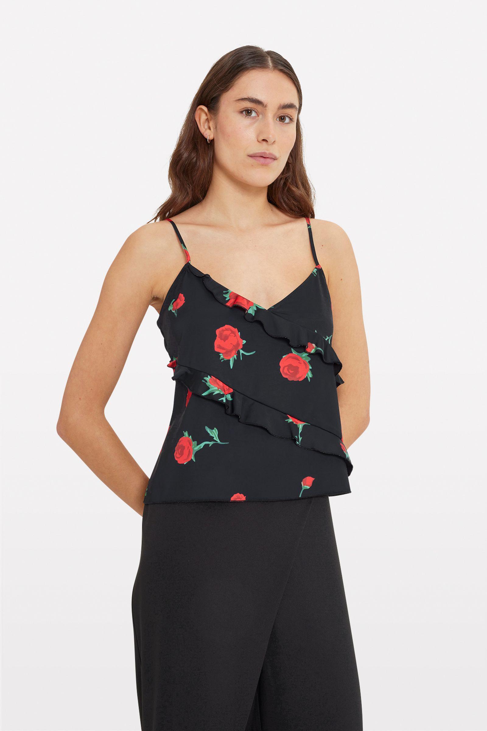 ENKATIE SL TOP AOP 7151 Red roses