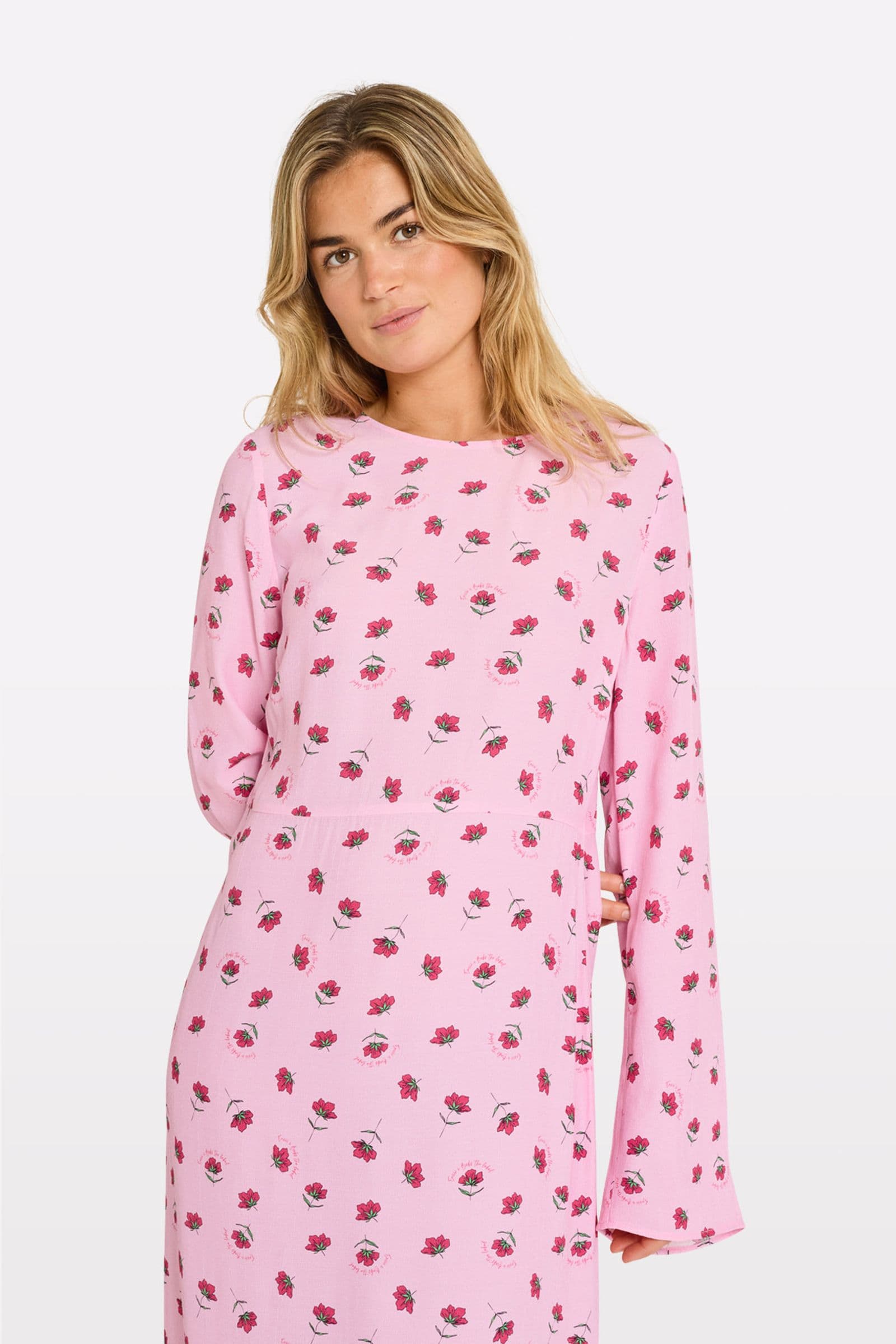 ENBALANCE LS DRESS AOP EXB 7014 PINK FLOWER