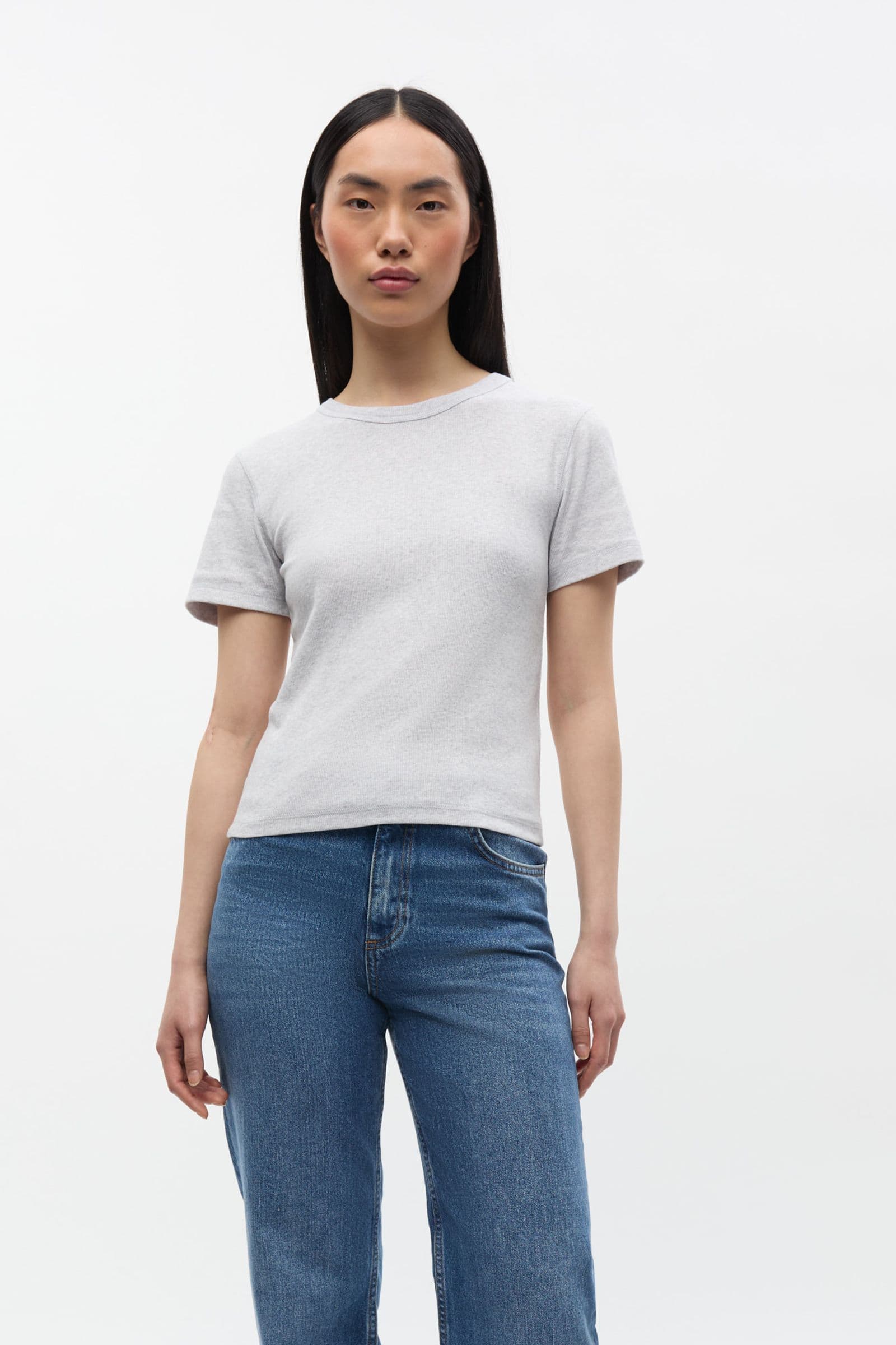 ENALLY SS CROP TEE 5314 Light Grey Mel (ALLY)