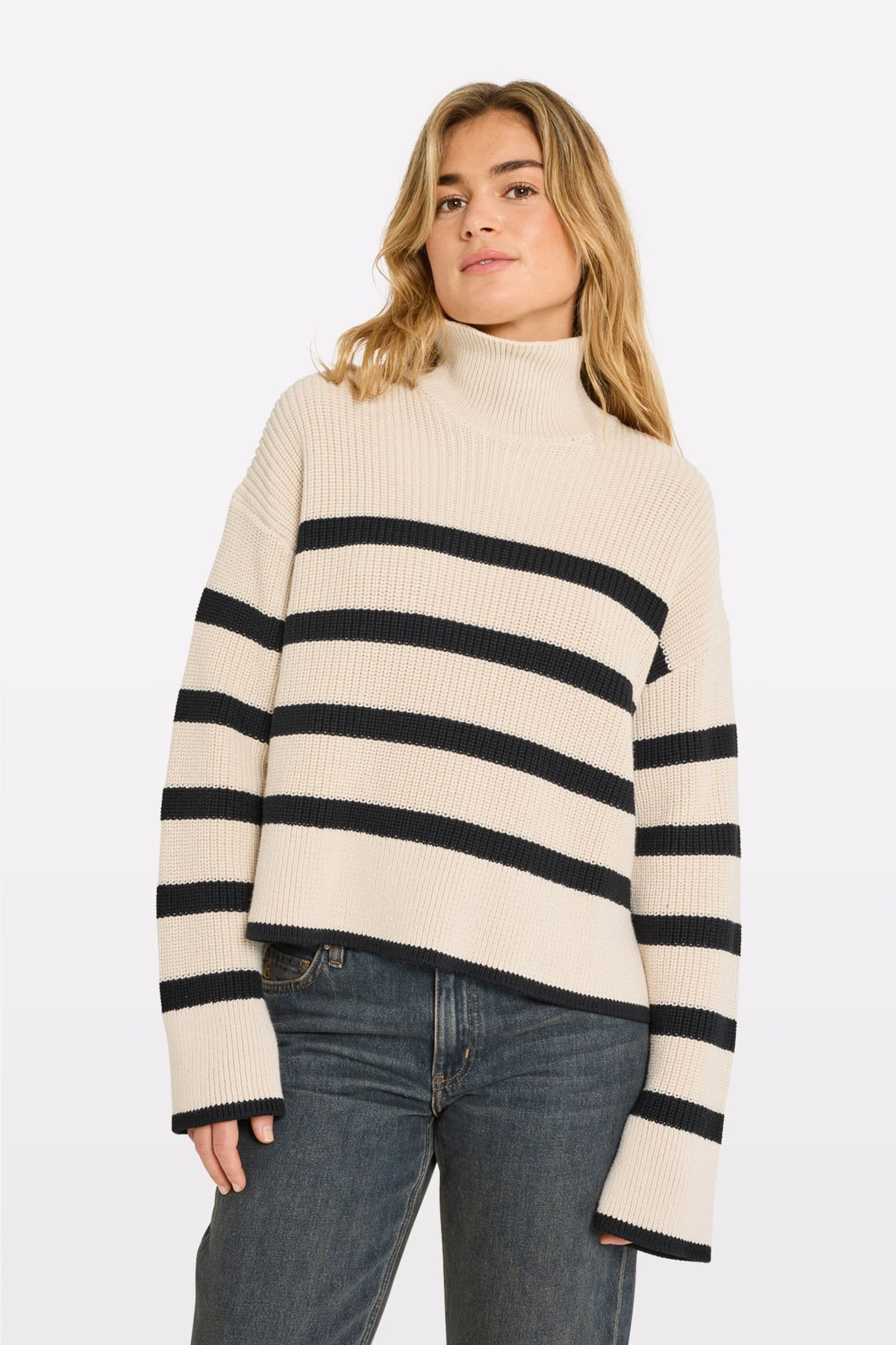 ENHOLLIE LS KNIT 5190 Oatmeal-black