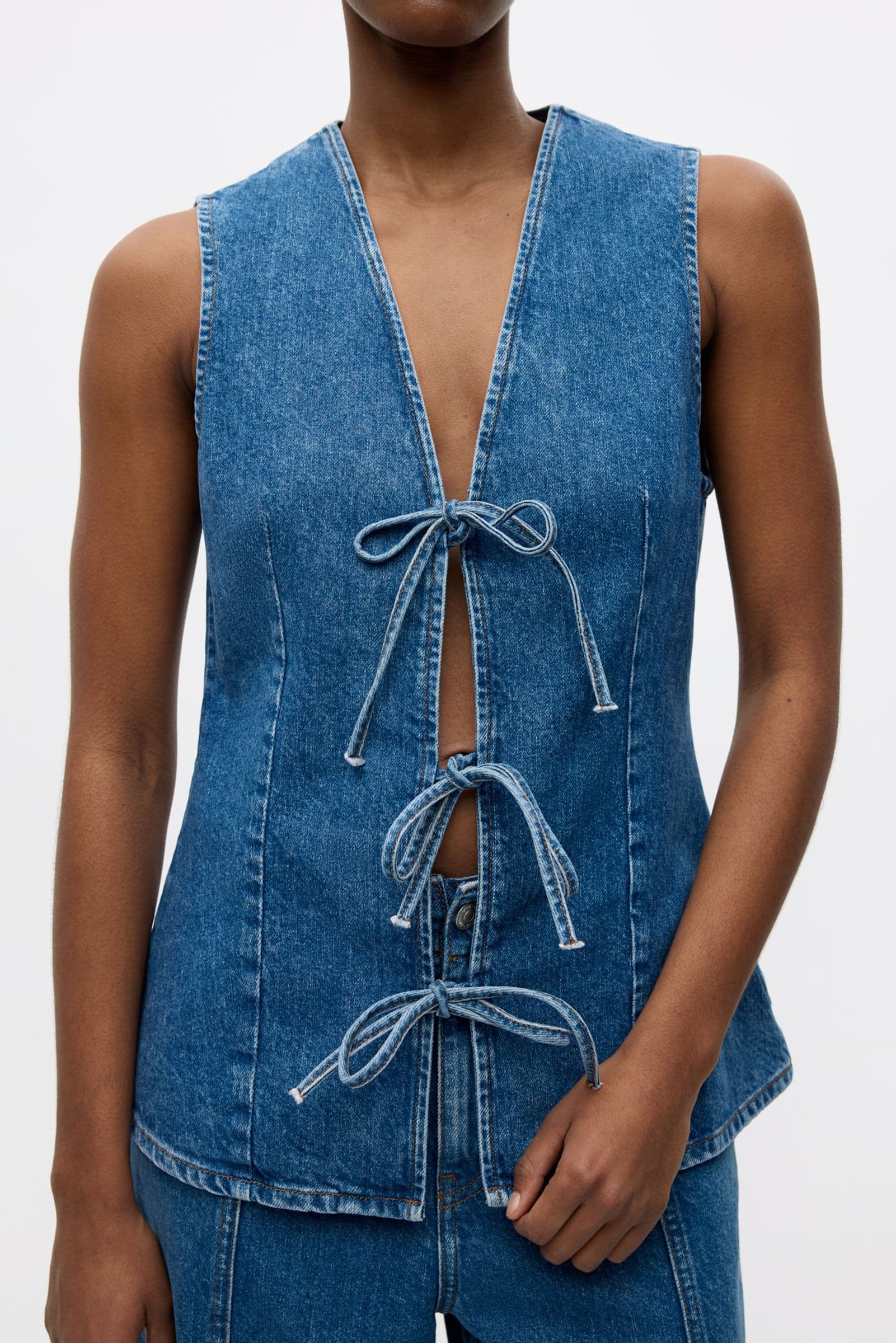 ENATENNA DENIM VEST 7215 Worn dark blue