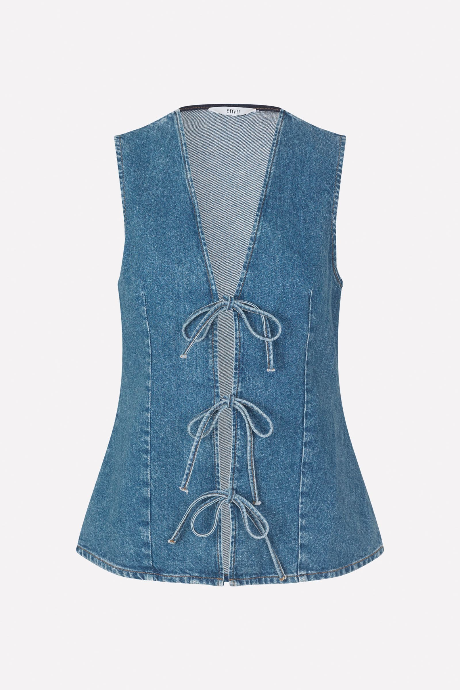 ENATENNA DENIM VEST 7215 Worn dark blue