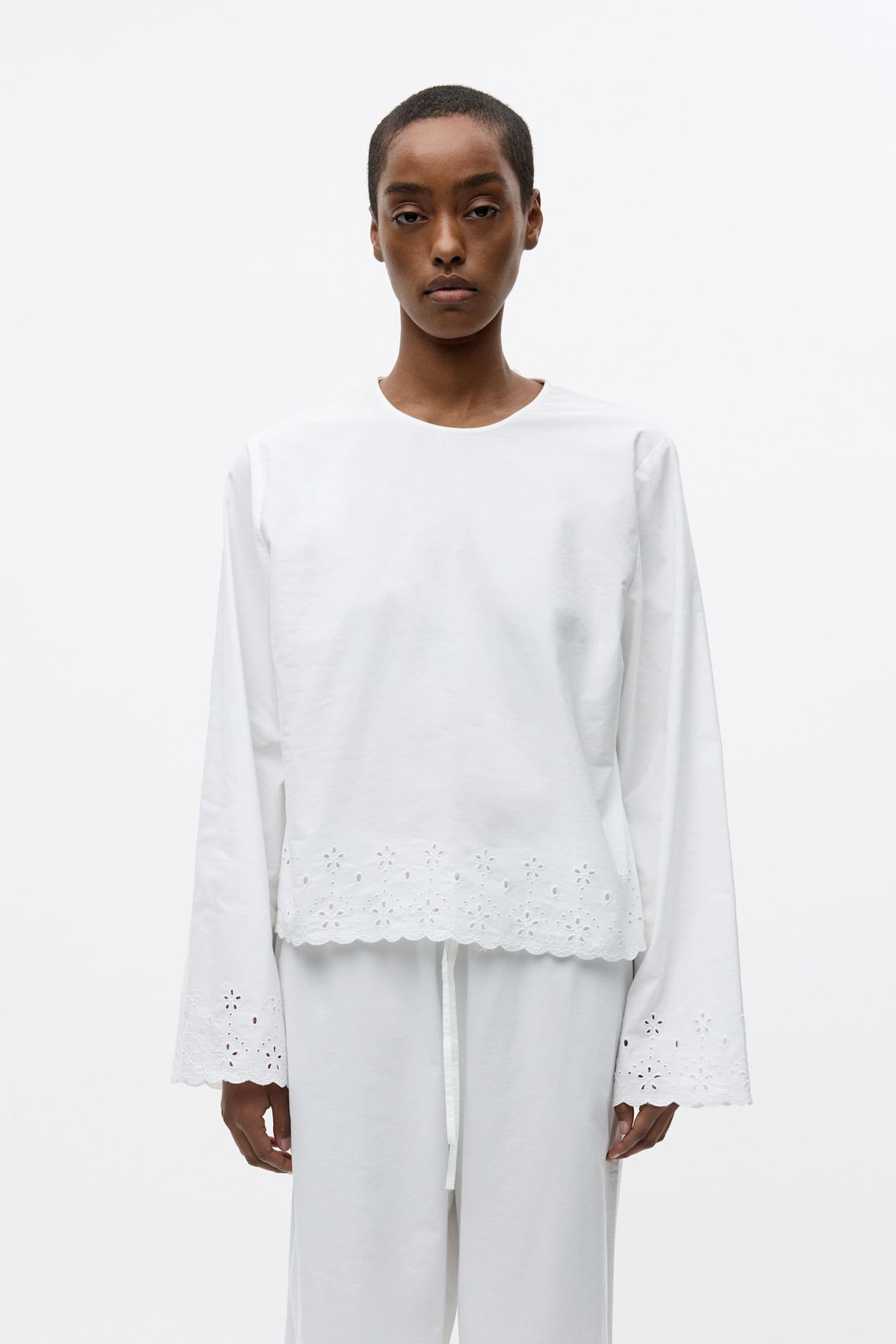 ENJUNO LS SHIRT 7145 WHITE EMB