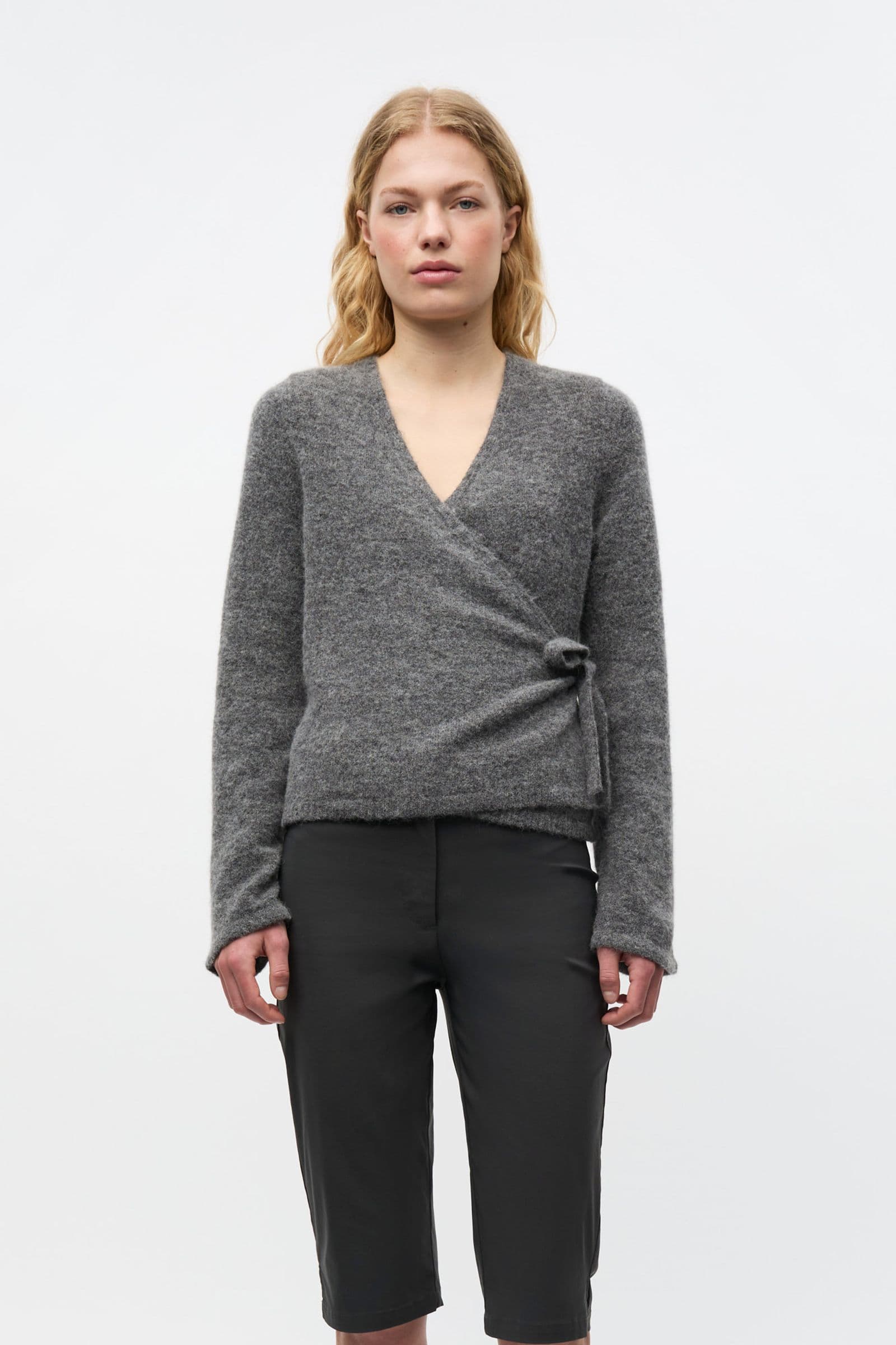 ENADA LS V-N KNIT 7216 Dark Grey Mel