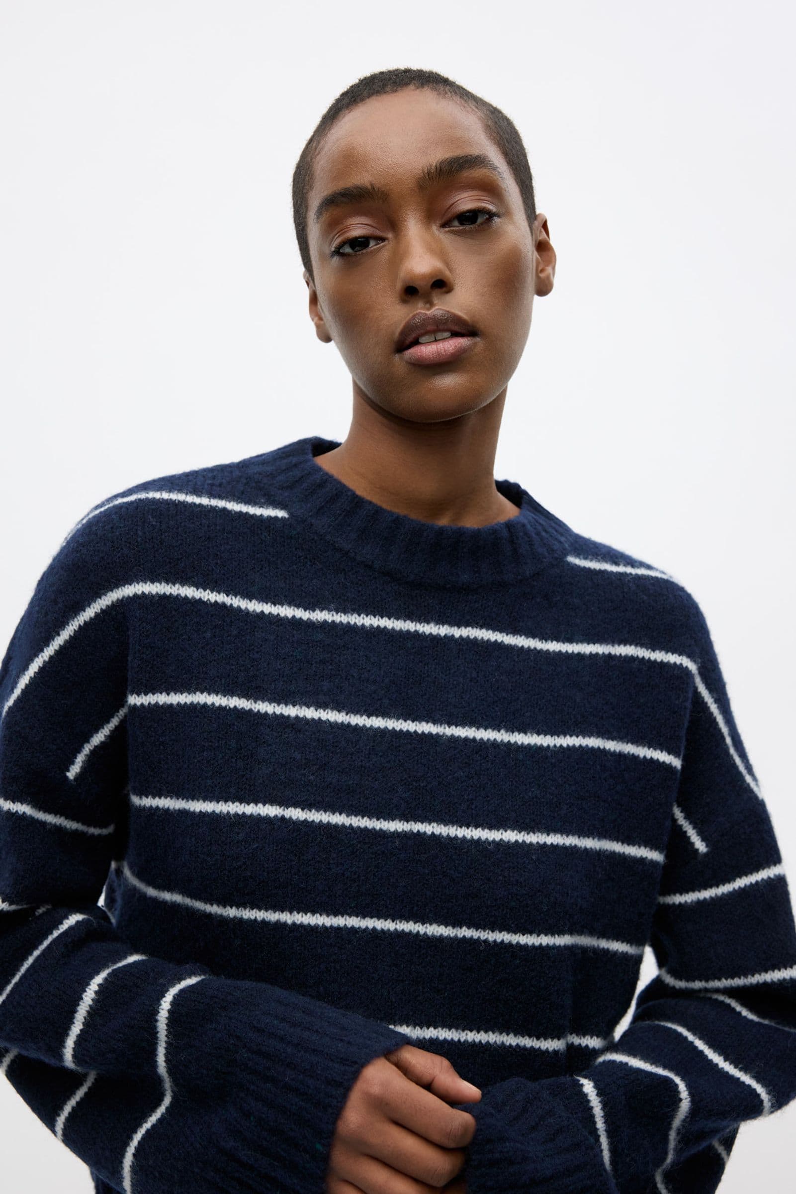 ENNAPLES LS KNIT 7278 Navy Blazer/Gardenia