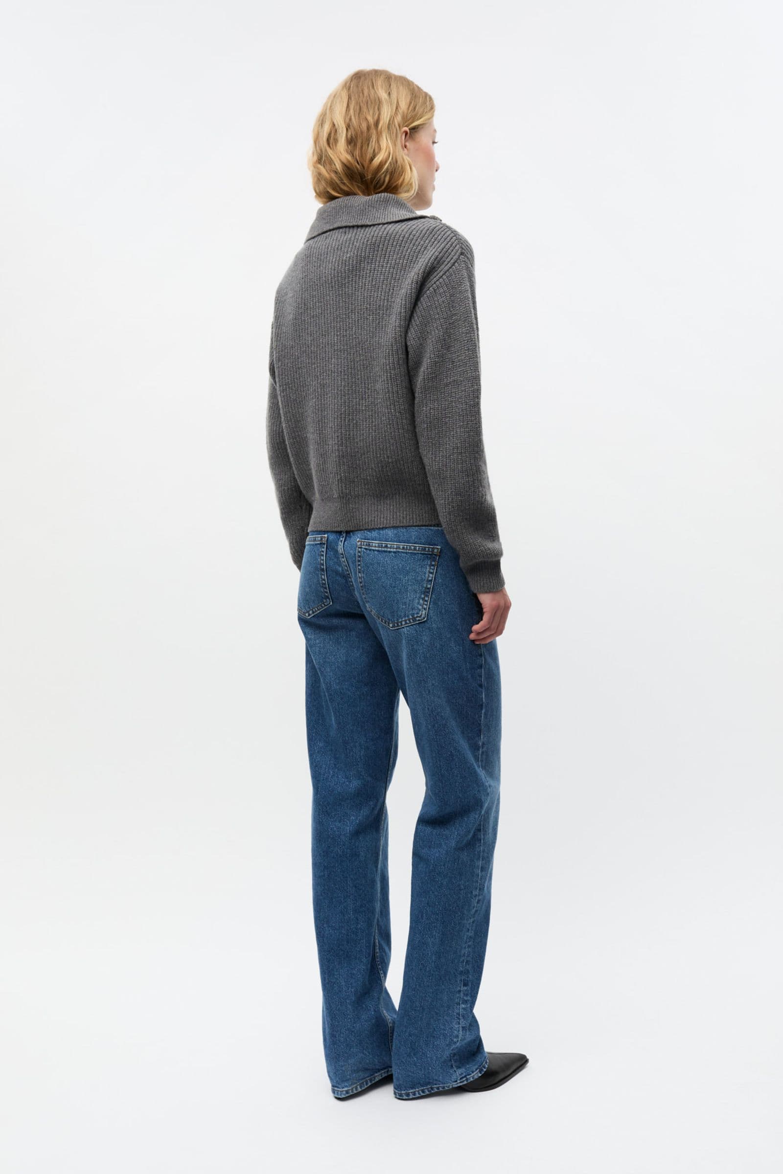 ENWASHINGTON LS HALF ZIP KNIT 7284 Dark Grey Mel