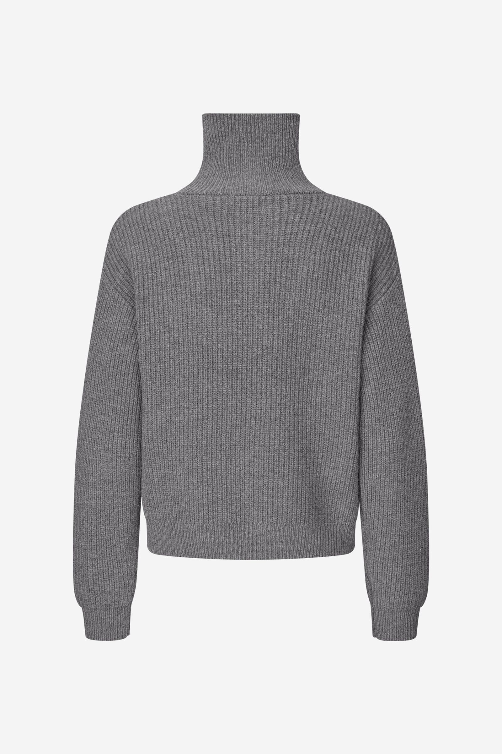 ENWASHINGTON LS HALF ZIP KNIT 7284 Dark Grey Mel