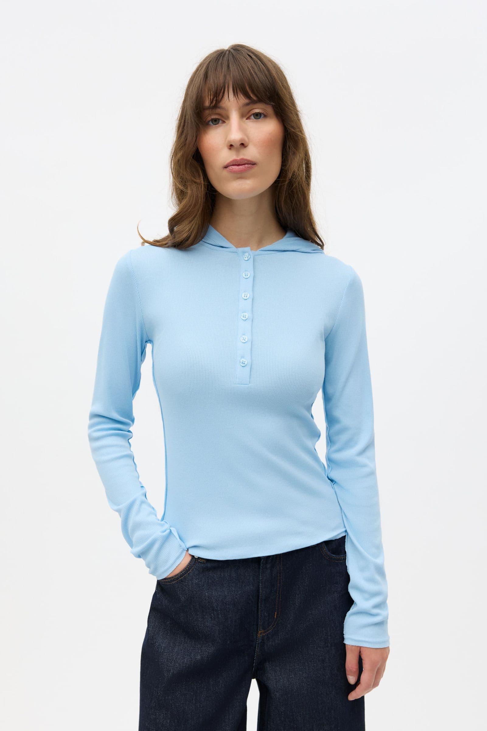 ENCEMILLE LS HOOD TEE 7316 Powder Blue Mel