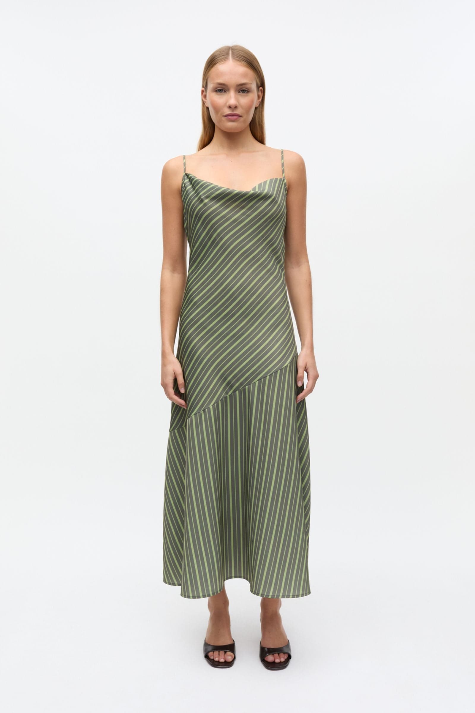 ENFRIDS SL DRESS AOP 7306 Green Olive Stripe
