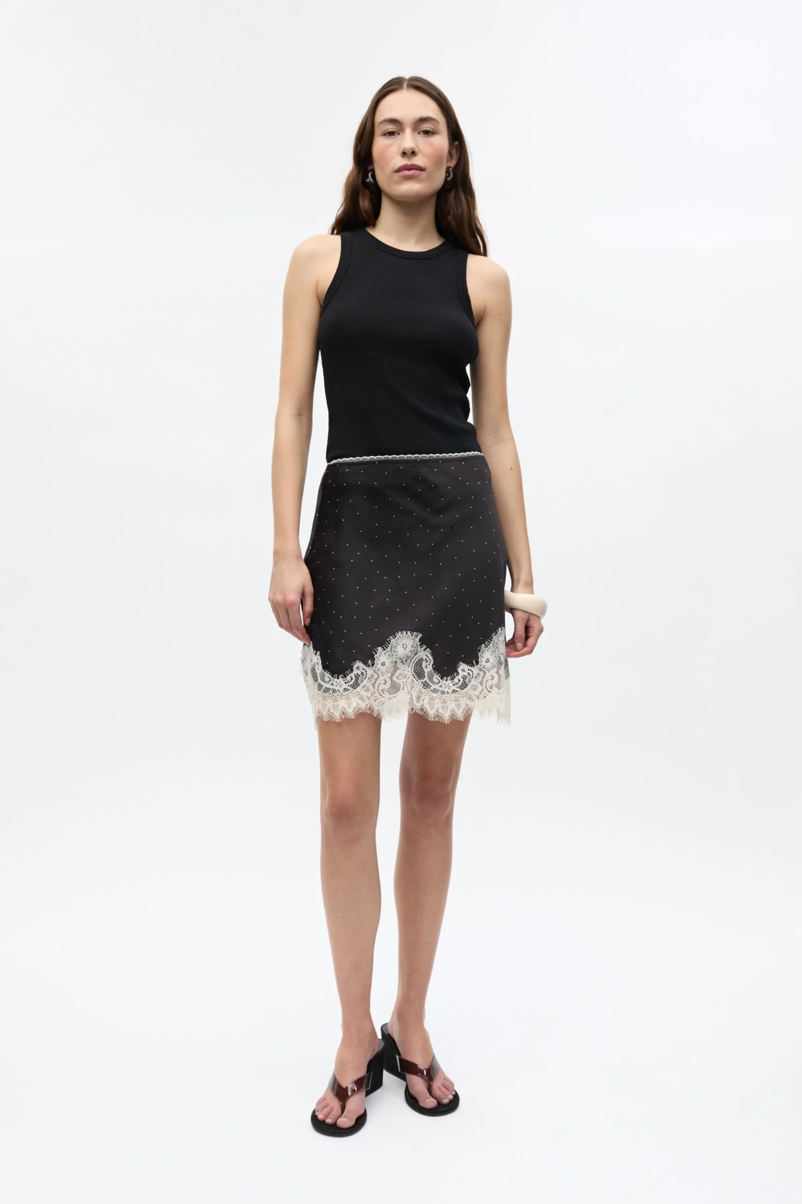 ENNANNA SKIRT 7520 Black White mini dot